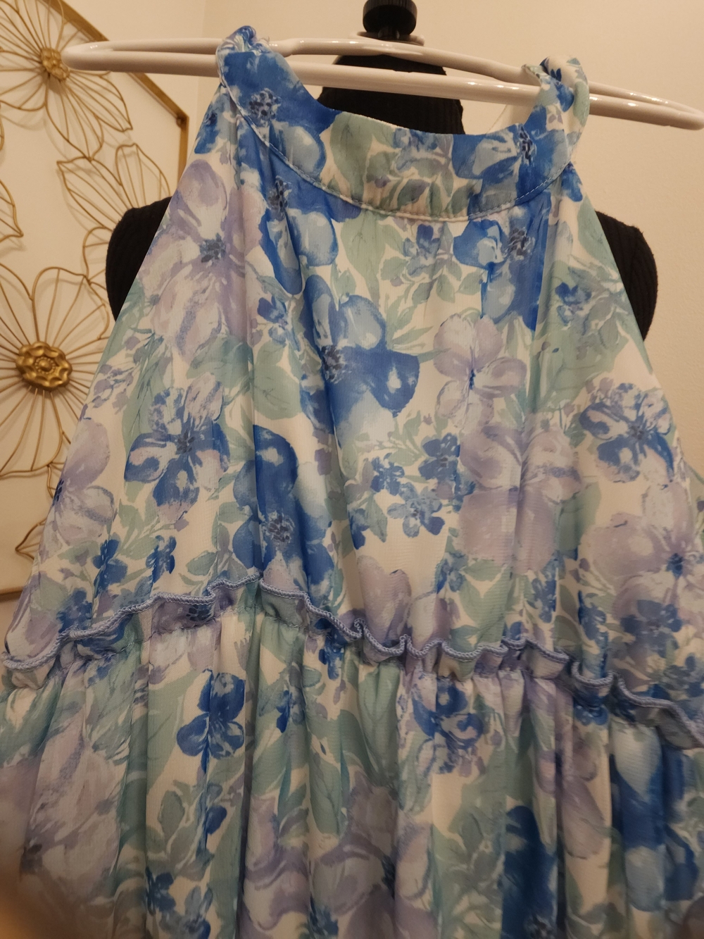 Blue & Aqua Floral Tiered Maxi Dress - Picture 4 of 7